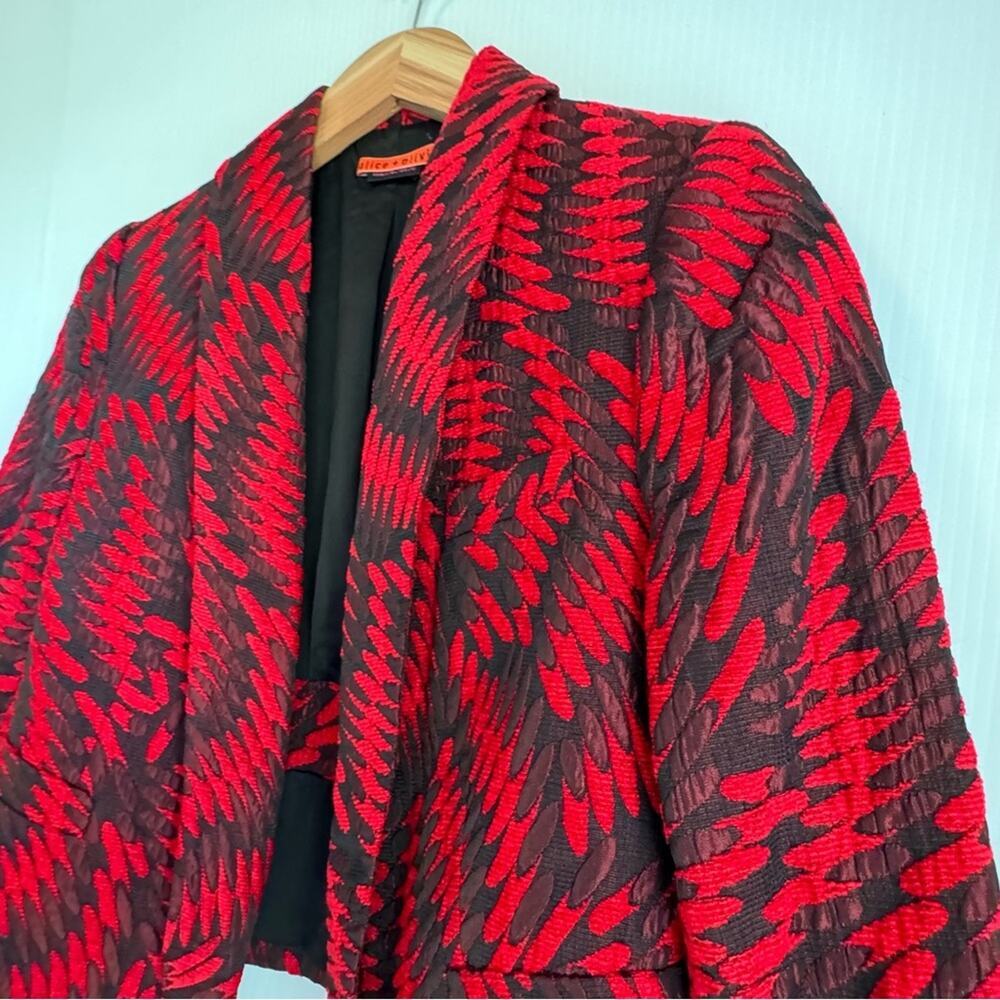 Alice + Olivia Joella blazer short length long sleeve red and black size small - Picture 8 of 9